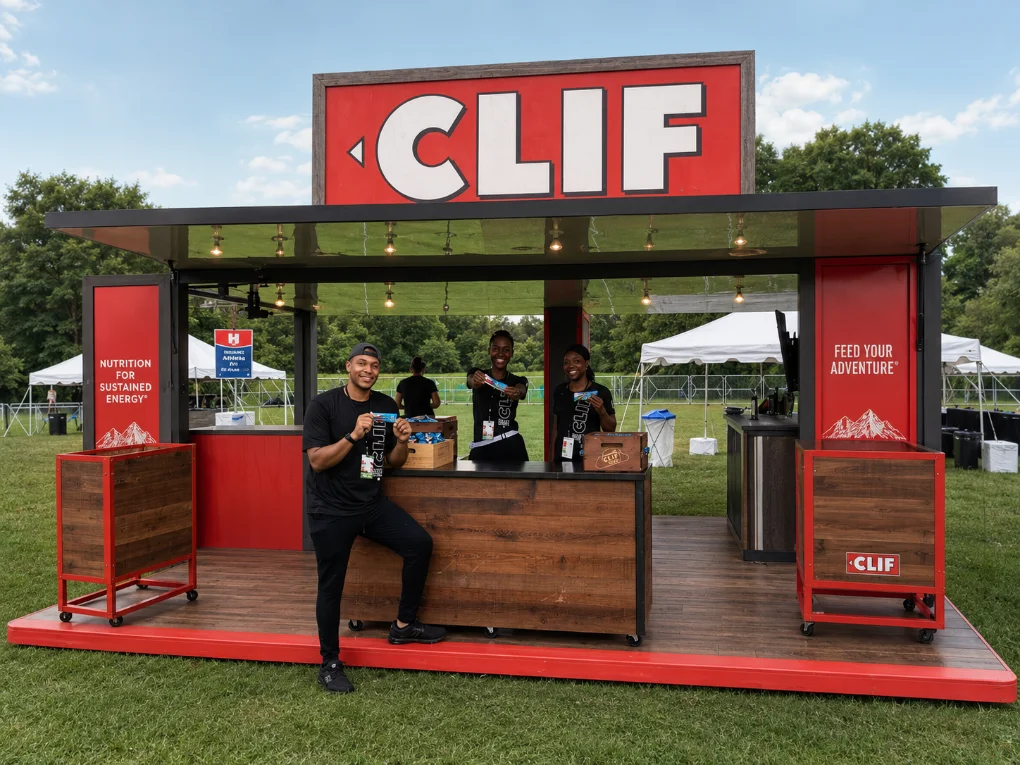 Brand activation booth staffed by a CrewForge crew